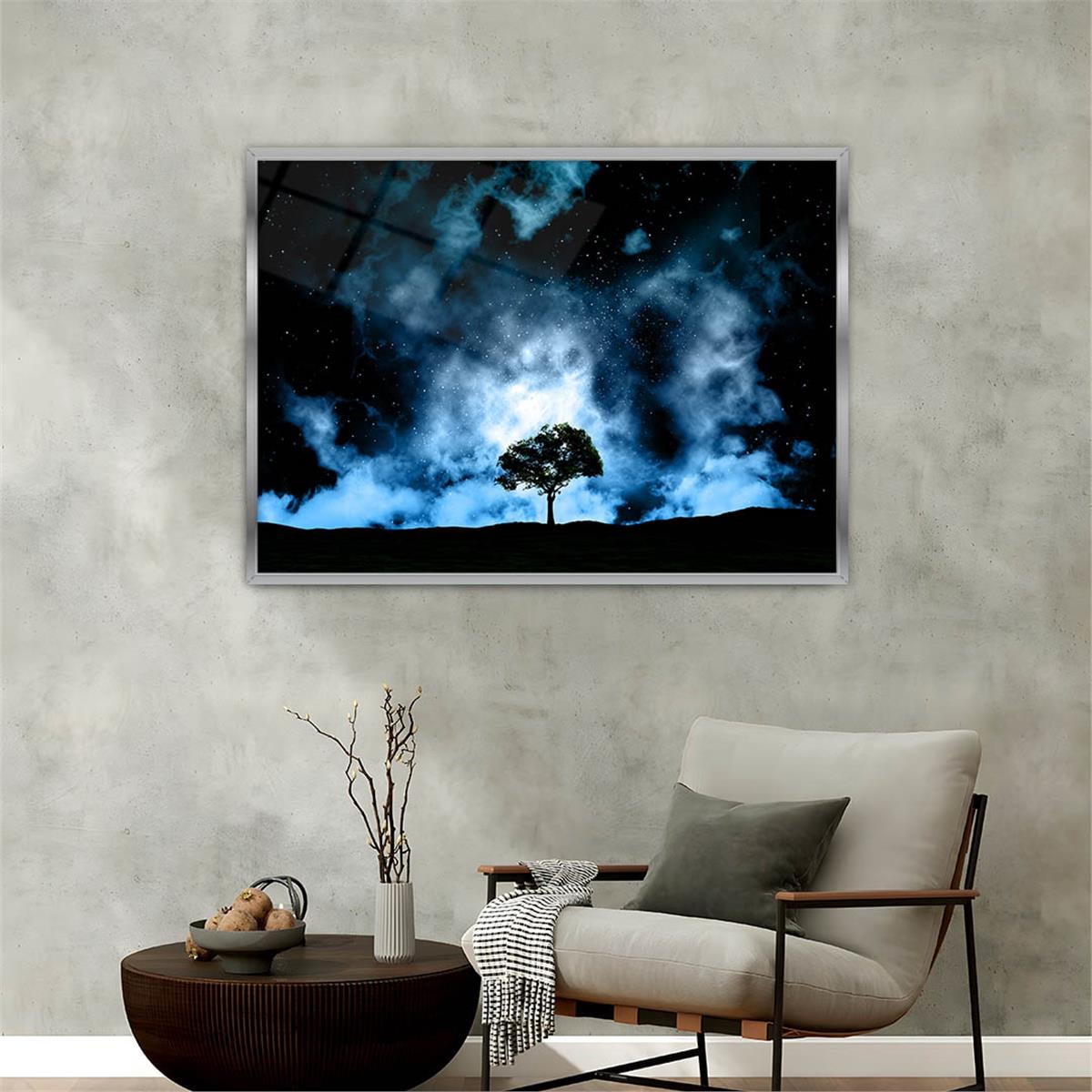 Aluminum-Framed Natured-Themed Tempered Glass Wall Art 043