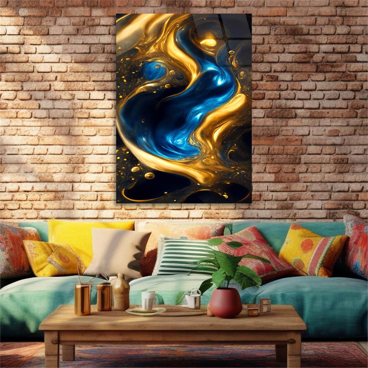 Dikey Sanat Temalı Cam Tablo 565