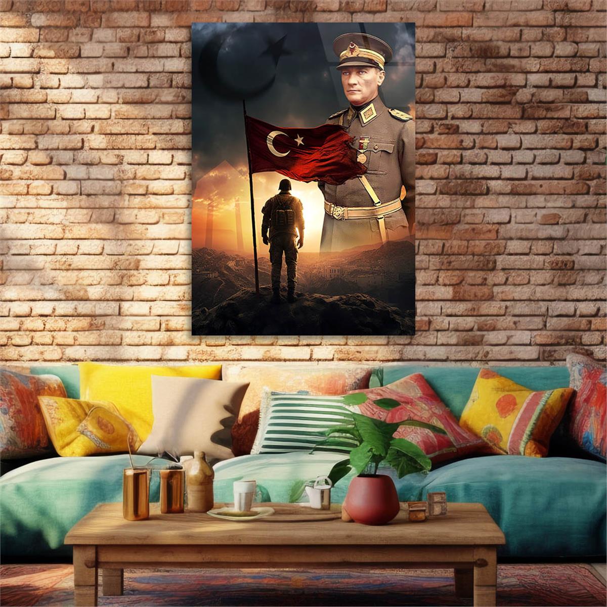 Dikey VatanTemalı Cam Tablo 181