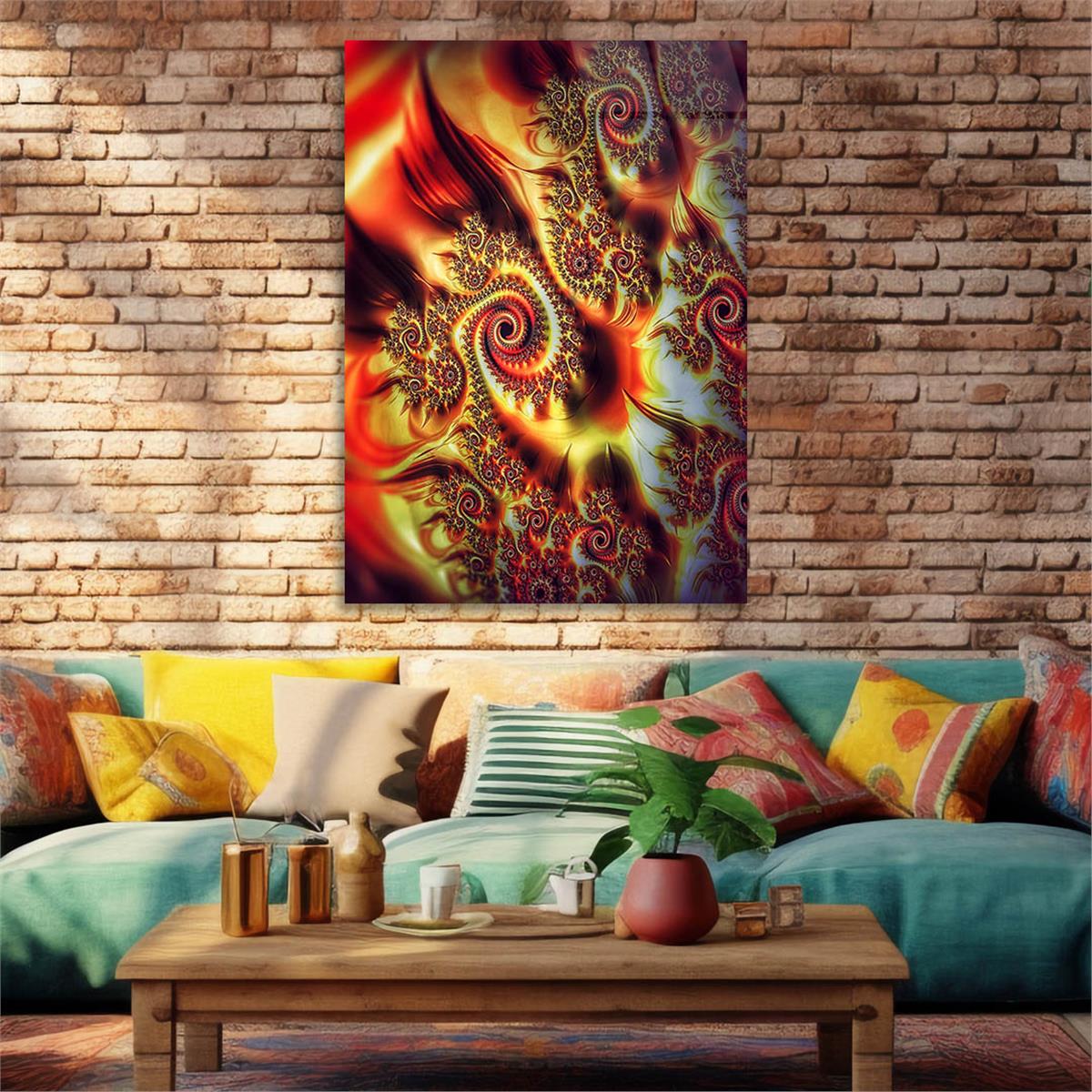 Dikey Sanat Temalı Cam Tablo 475