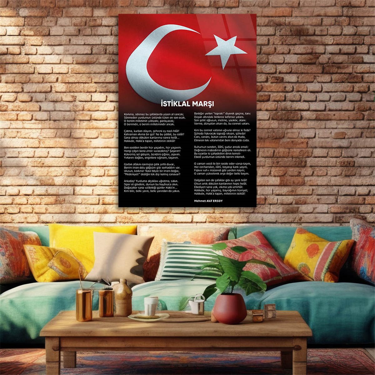 İSTİKLAL MARŞI YAZILI CAM TABLO