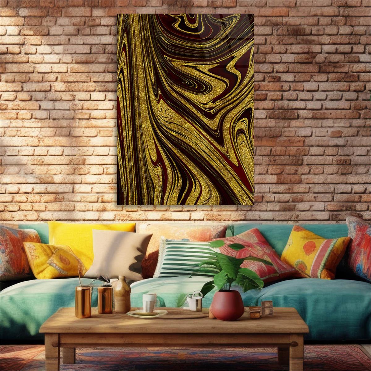 Dikey Sanat Temalı Cam Tablo 545