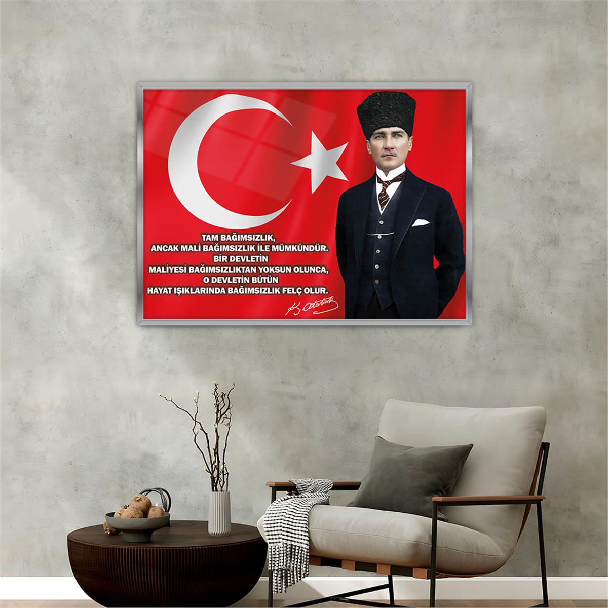 Aluminum-Framed National-Themed Tempered Glass Wall Art 046
