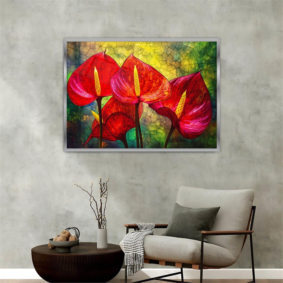 Aluminum-Framed Natured-Themed Tempered Glass Wall Art 039