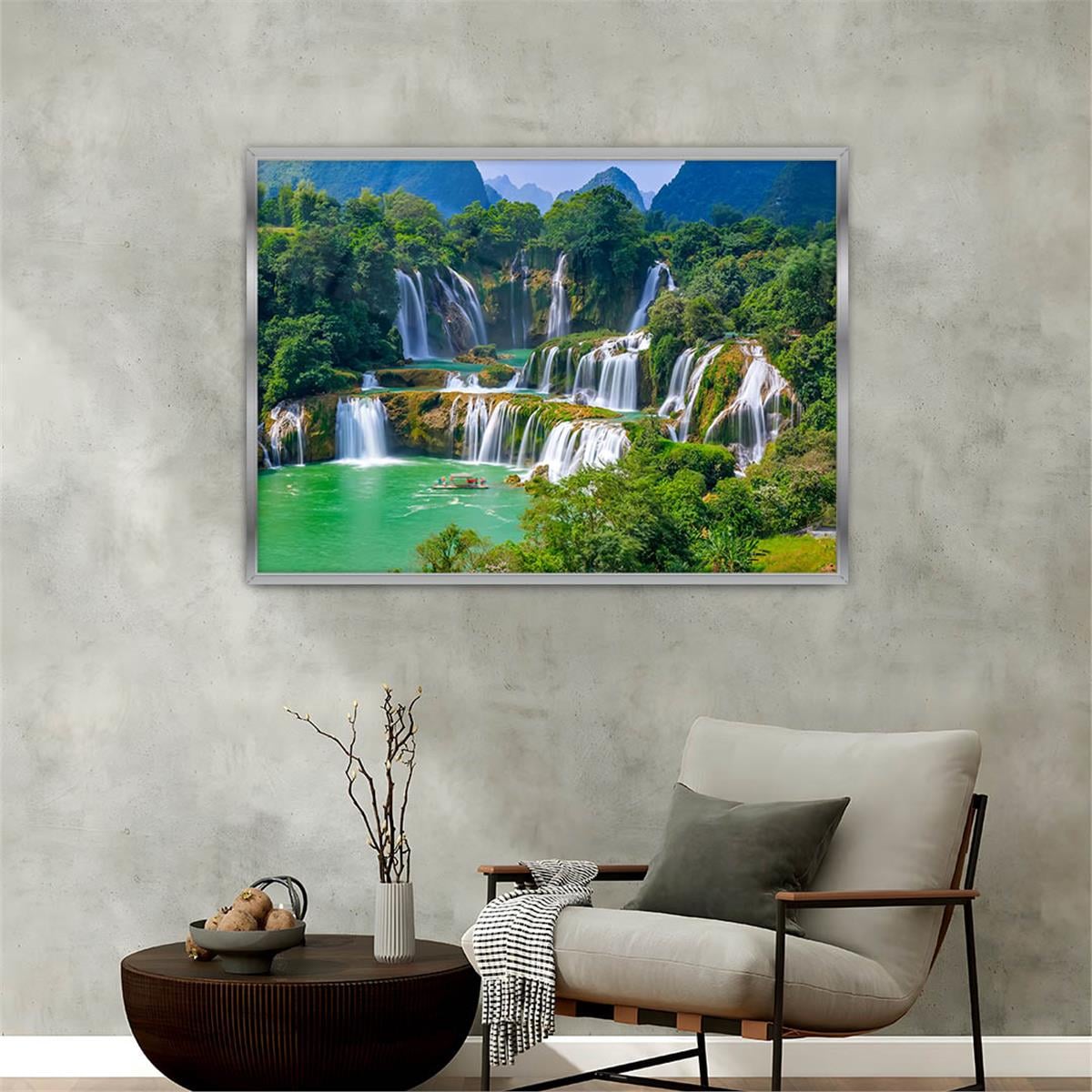 Aluminum-Framed Natured-Themed Tempered Glass Wall Art 095