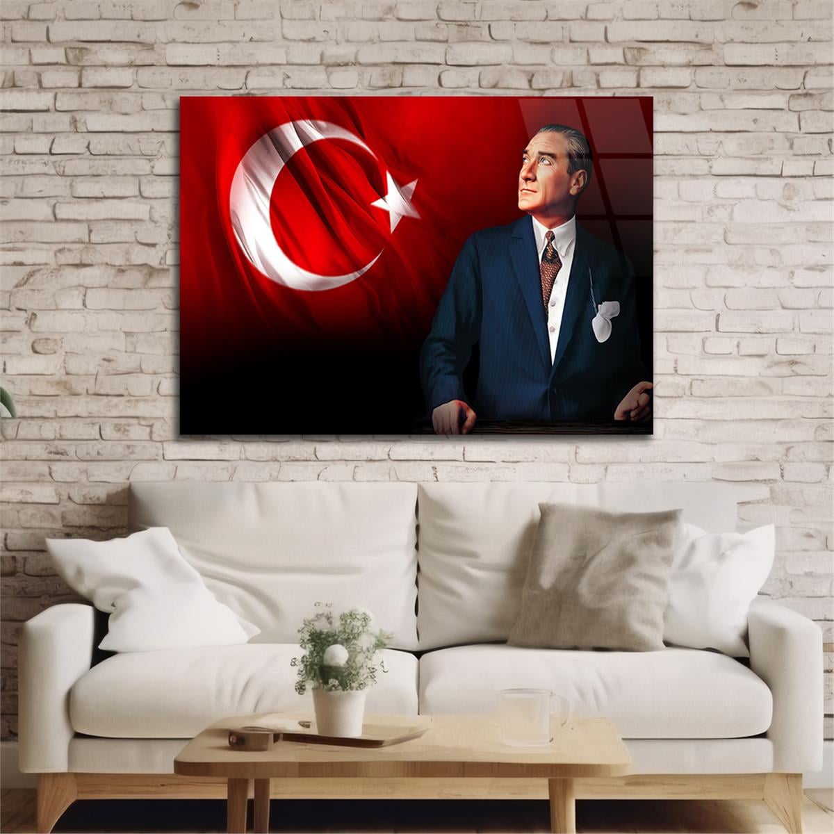 Yatay Vatan Temalı Cam Tablo 161