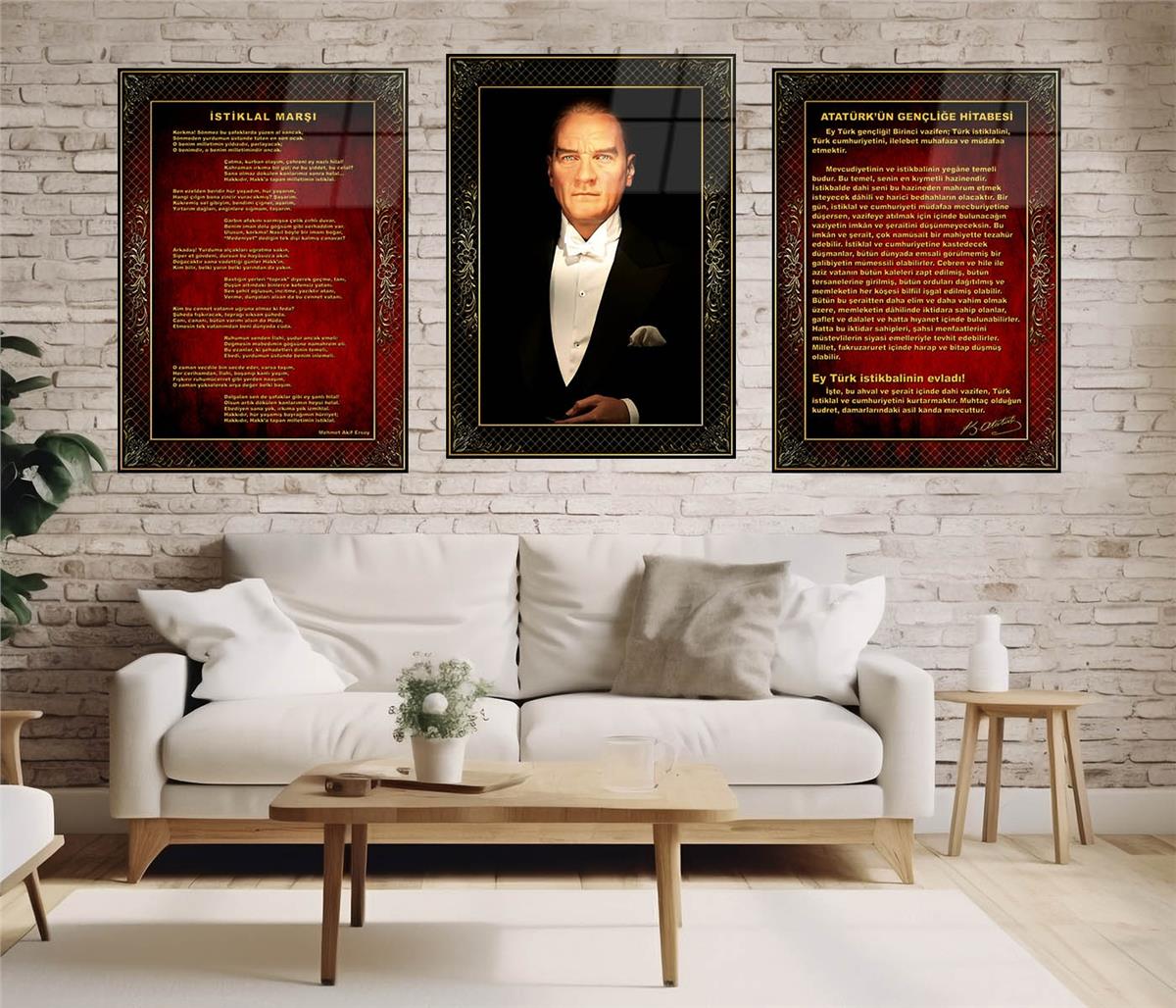  3'lü Set VatanTemalı Cam Tablo 38