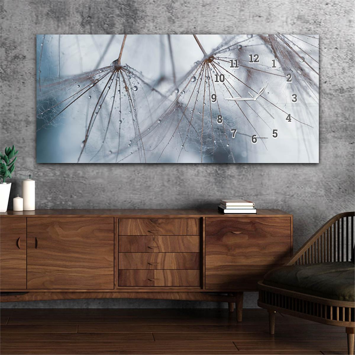 Yatay Saatli Yandan Sanat ve Doğa Temalı Cam Tablo 117