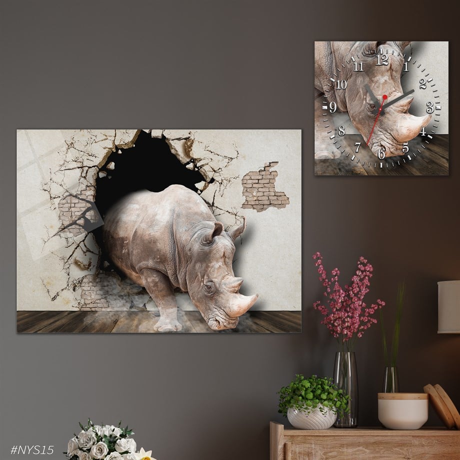 Tempered Glasss Wall Arts Religious-Themed Set with Square Clock
