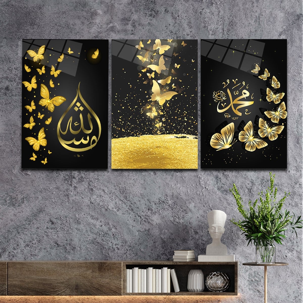 لوح زجاجي مكون من 3 قطع ديني