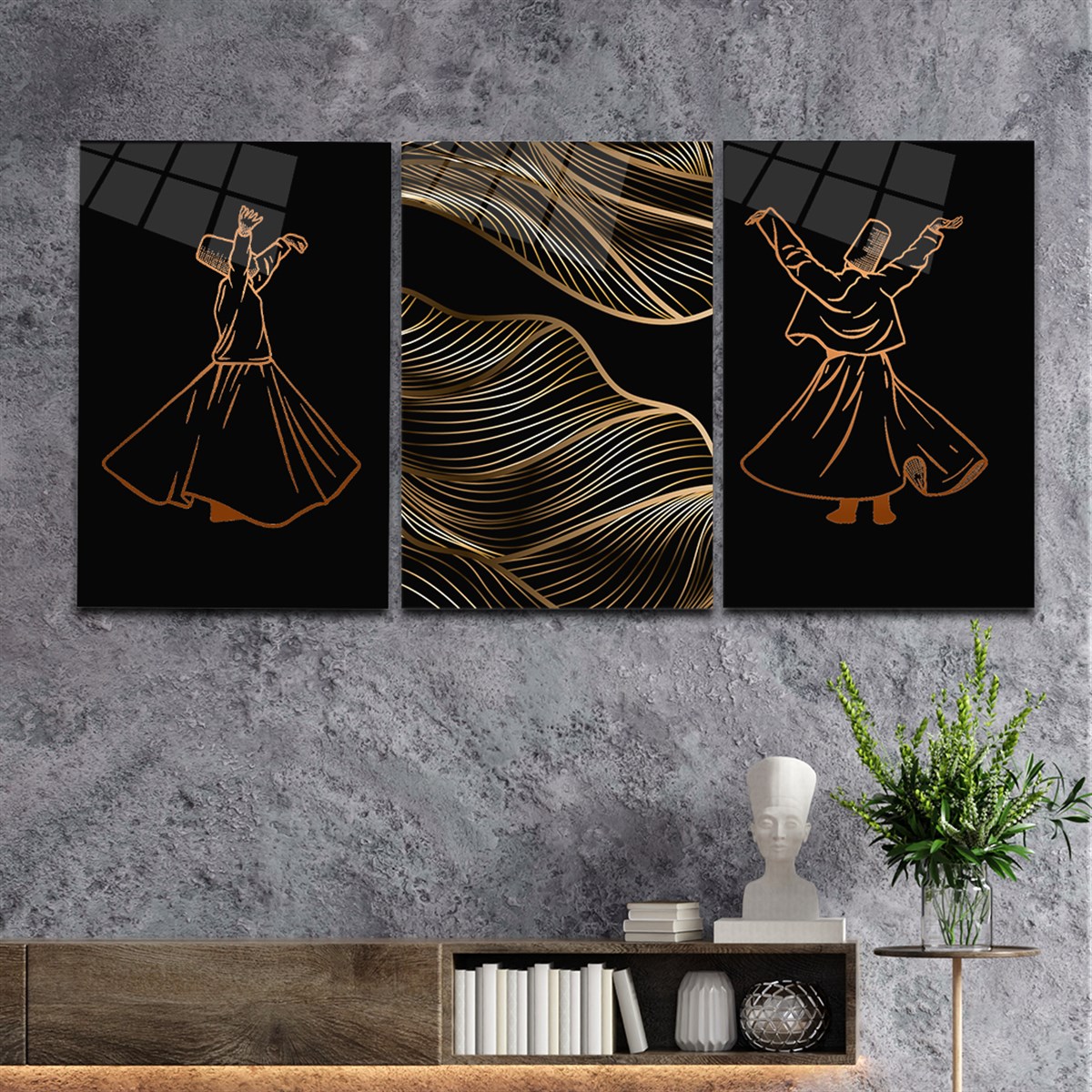 لوح زجاجي مكون من 3 قطع ديني