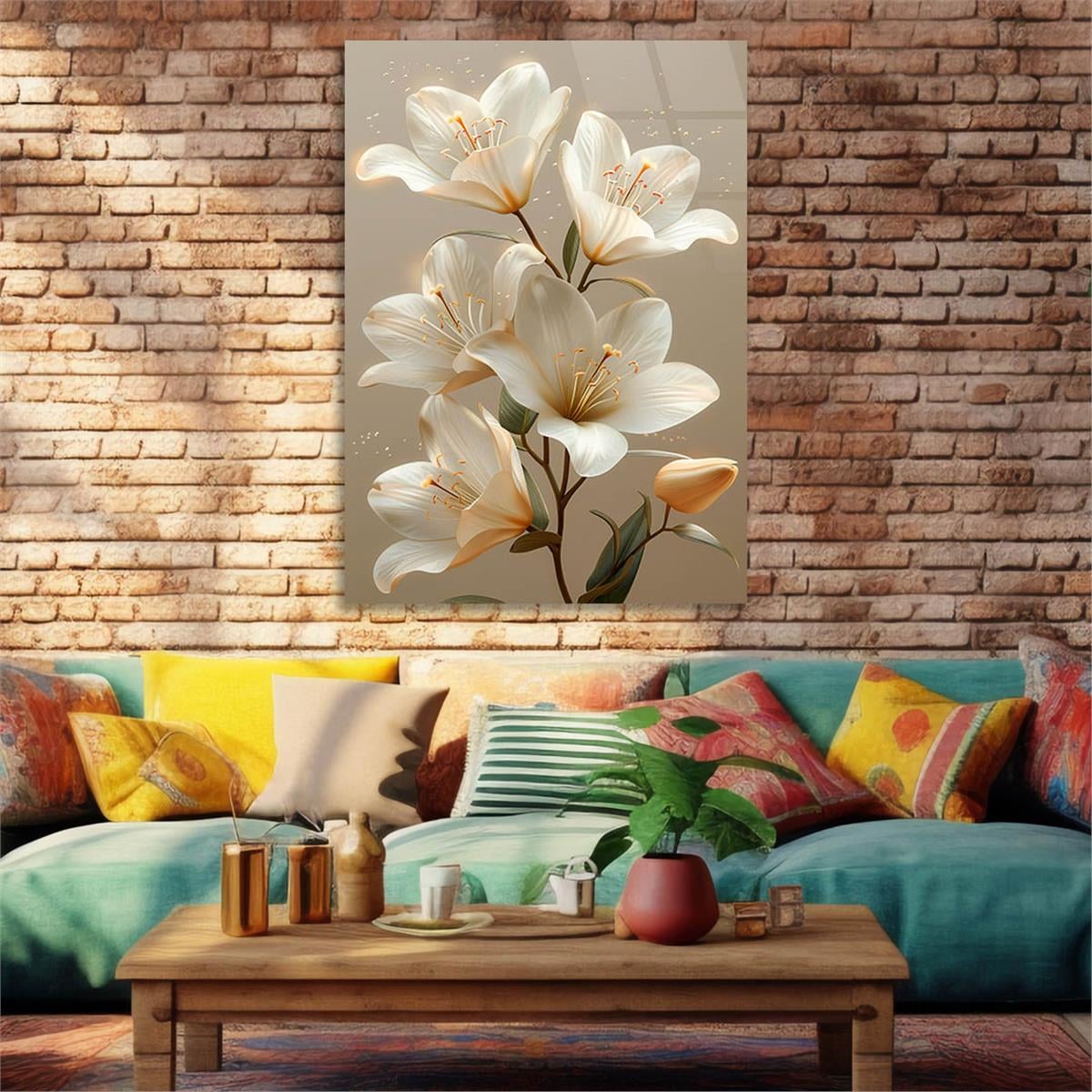 Dikey Sanat Temalı Cam Tablo 455