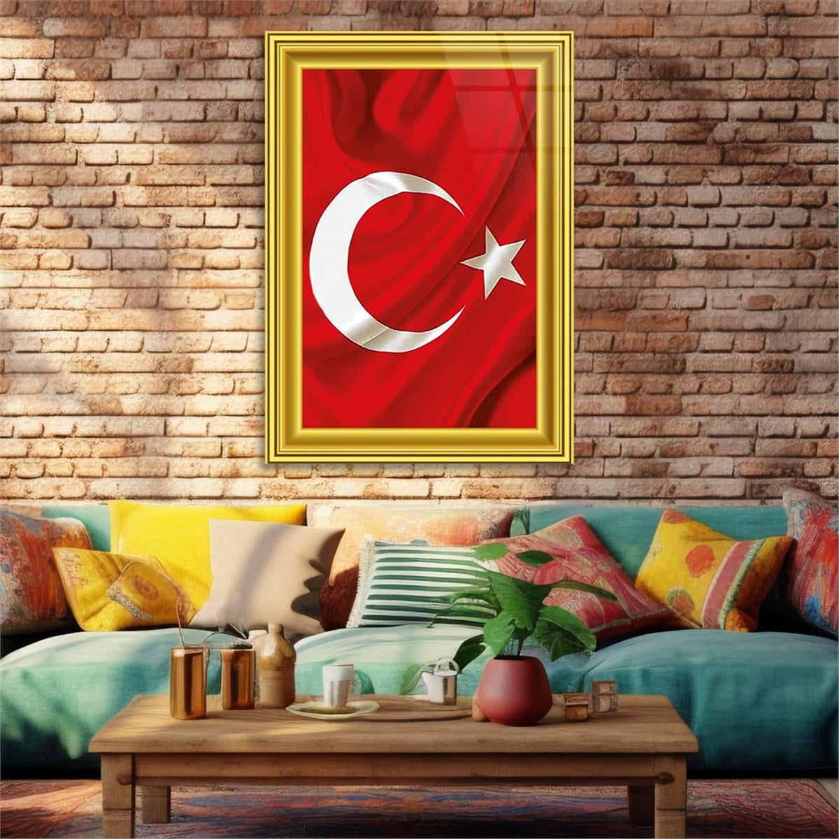 Frame Visual of the Turkish Flag Glass Wall Art