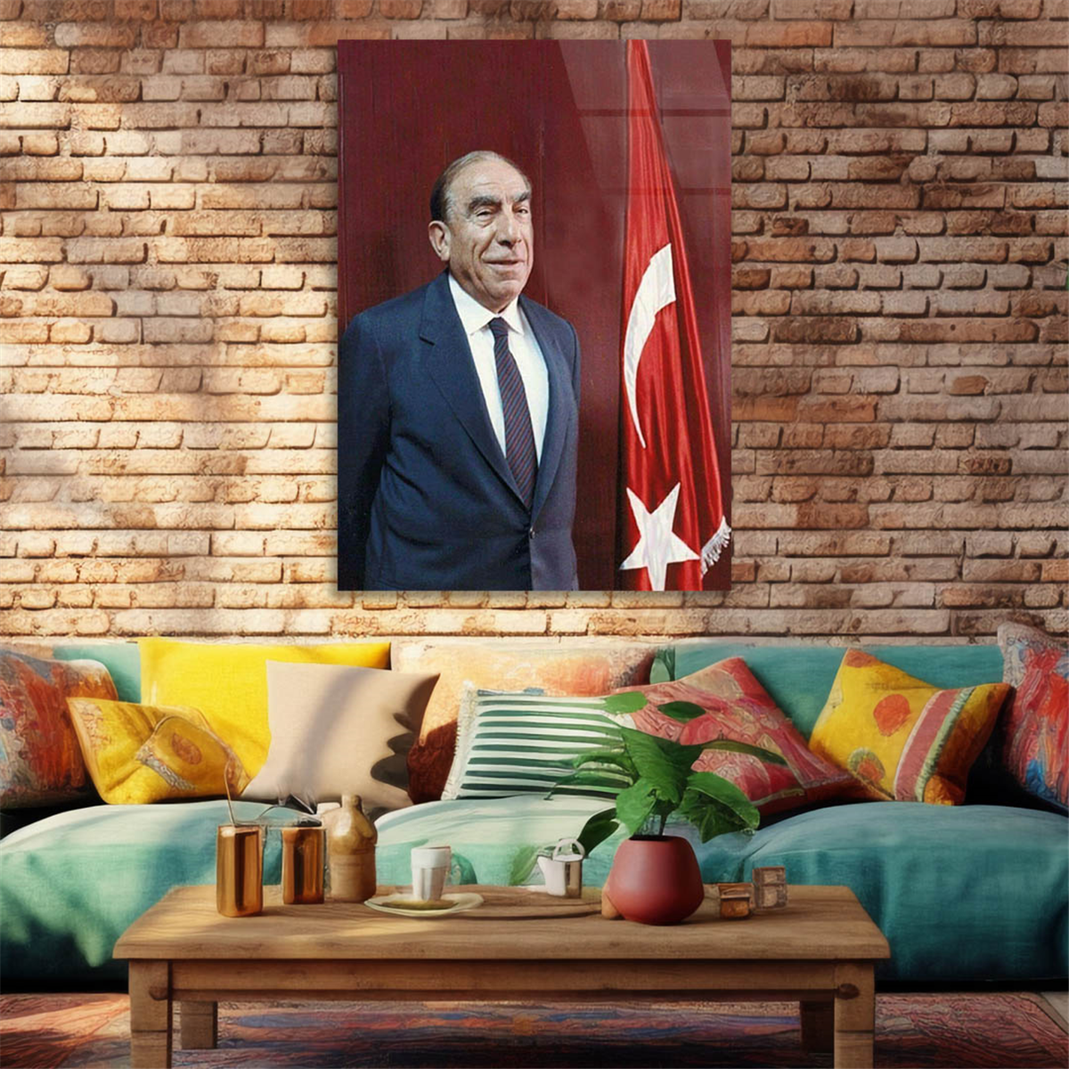 Alparslan Türkeş Glasschilderij