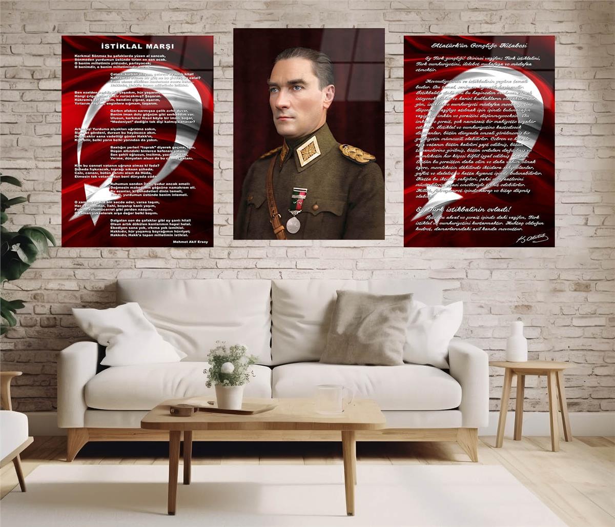  3'lü Set VatanTemalı Cam Tablo 25