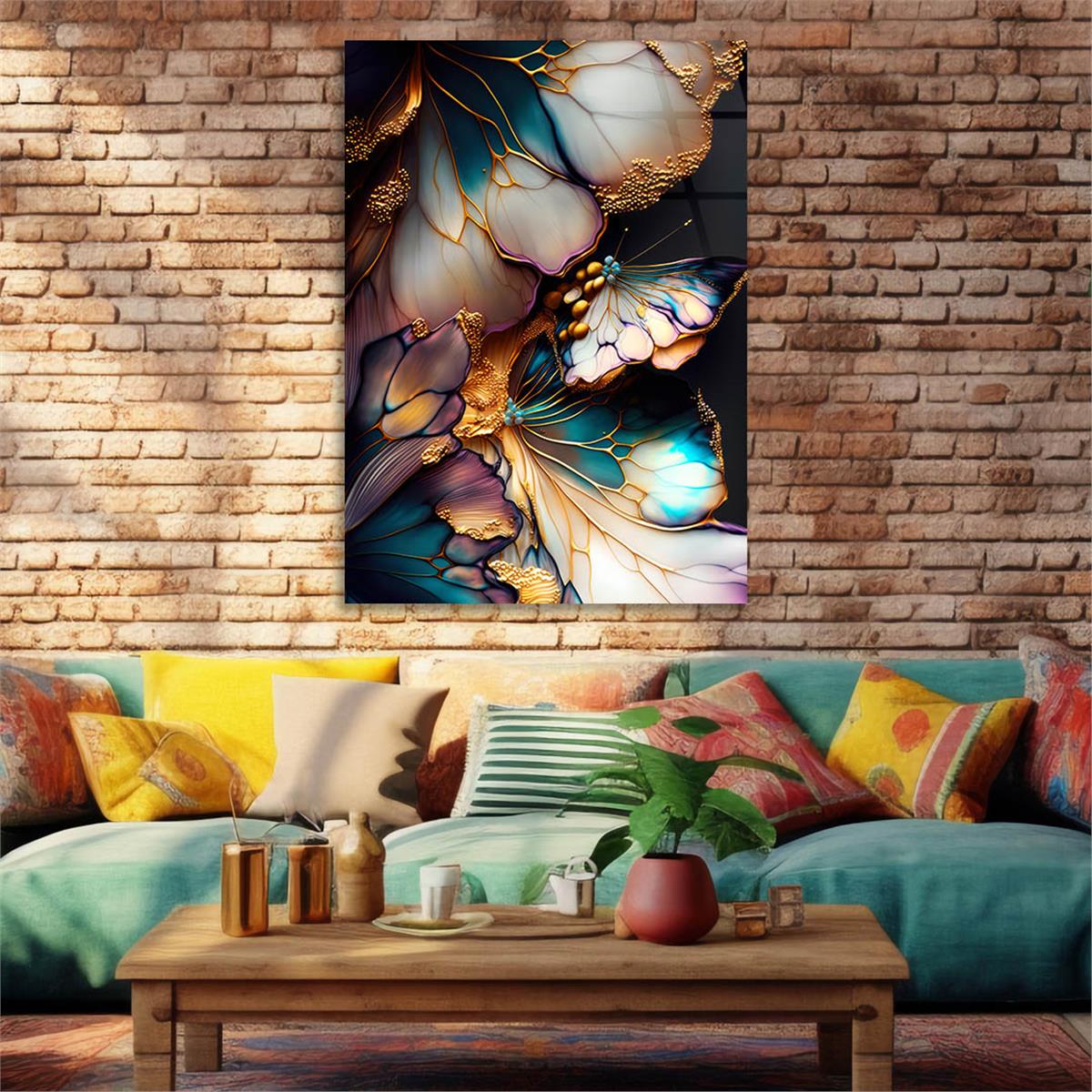 Dikey Sanat Temalı Cam Tablo 371