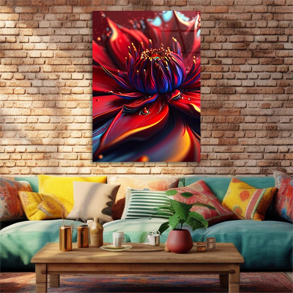 Dikey Sanat Temalı Cam Tablo 441