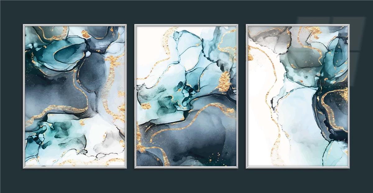 Alüminyum Çerçeveli Sanat Temalı 3'lü Set MDF Tablo 0024