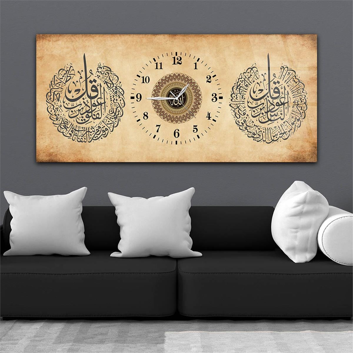 Horizontaal, in Het Midden Voorzien Van Een Klok, Religieus Thema Gehard Glasschilderij 074