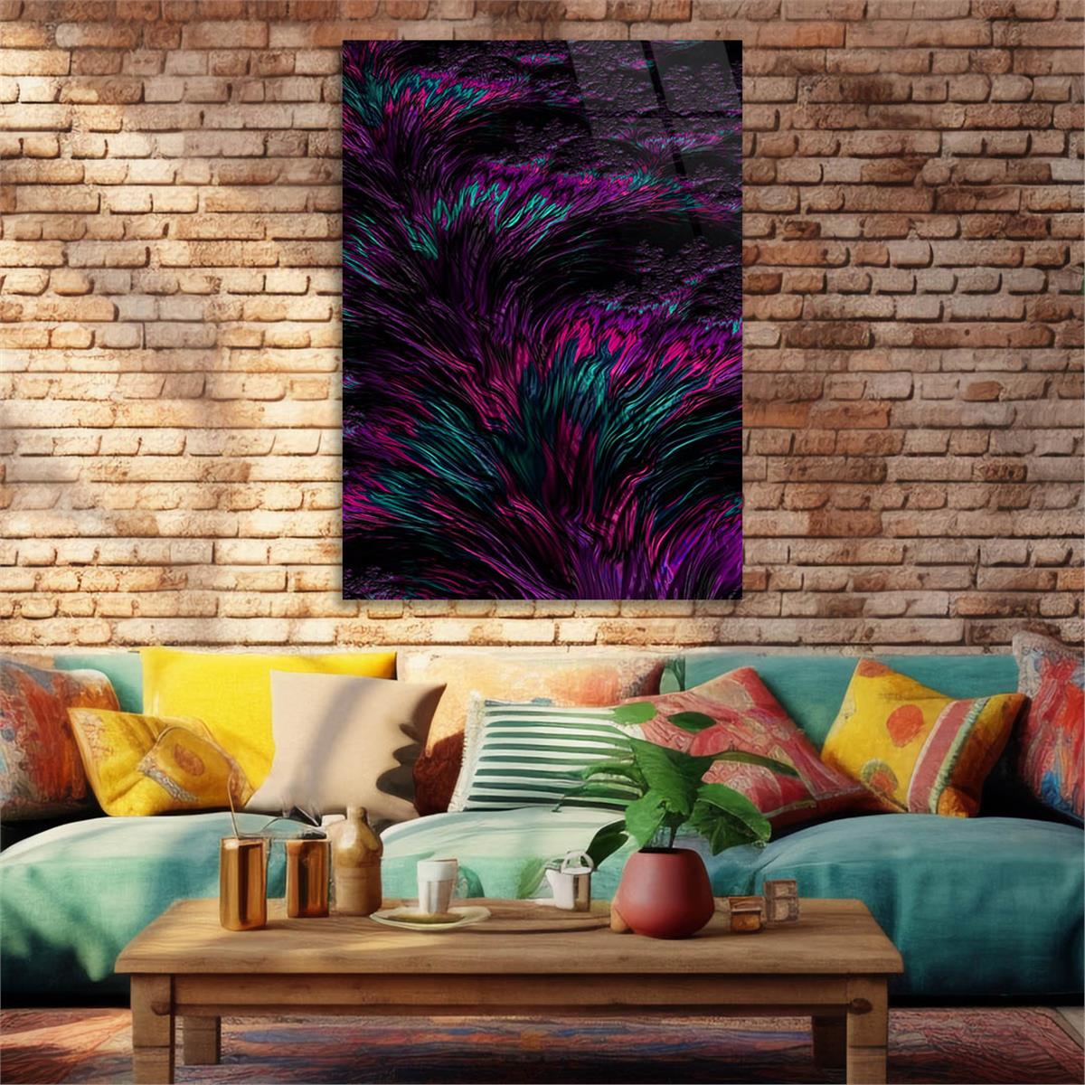 Dikey Sanat Temalı Cam Tablo 401