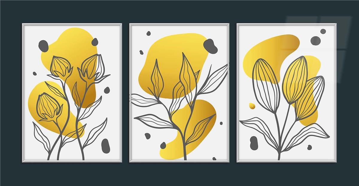 Alüminyum Çerçeveli Sanat Temalı 3'lü Set MDF Tablo 0009