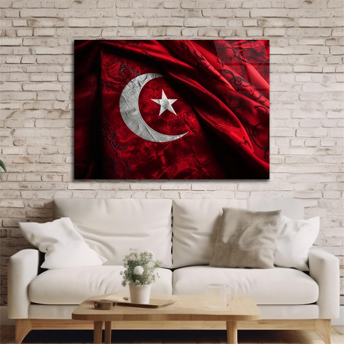 Yatay VatanTemalı Cam Tablo 128