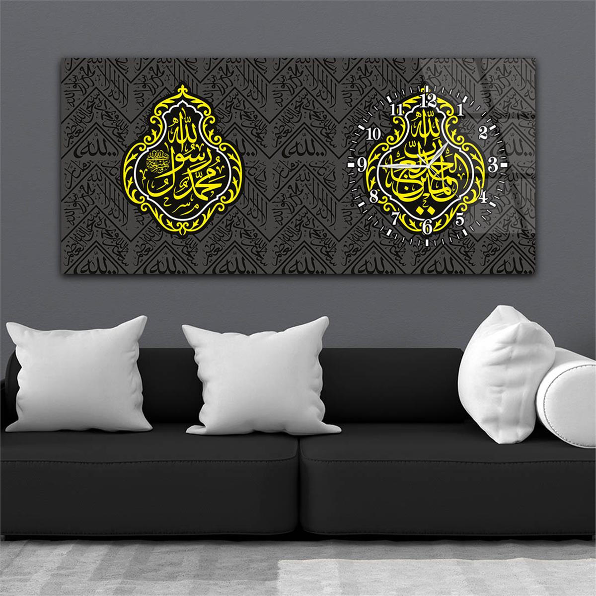 Side-Clock, Religious-Themed Horizontal Glass Wall Painting 050