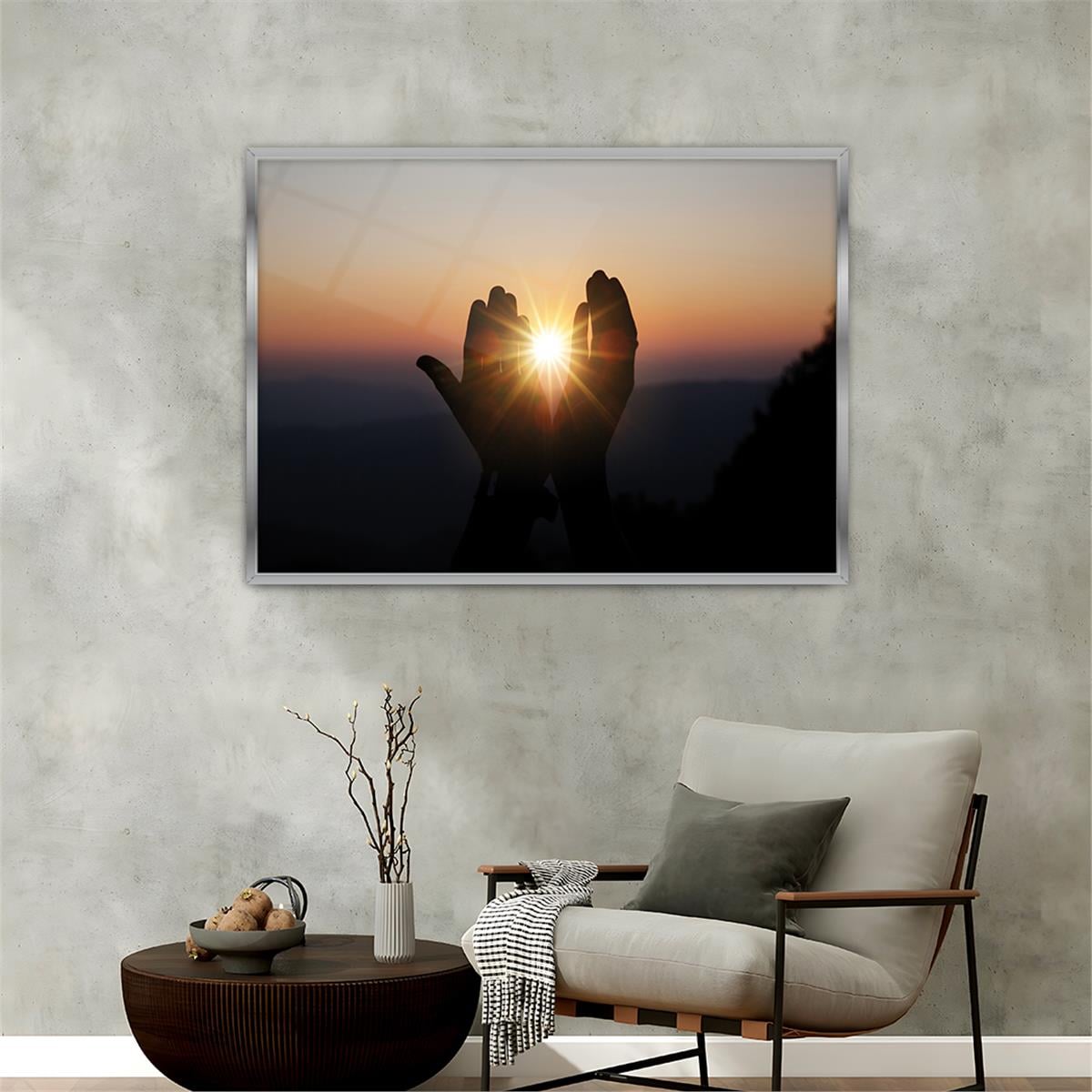 Aluminum-Framed Religious-Themed Tempered Glass Wall Art 014