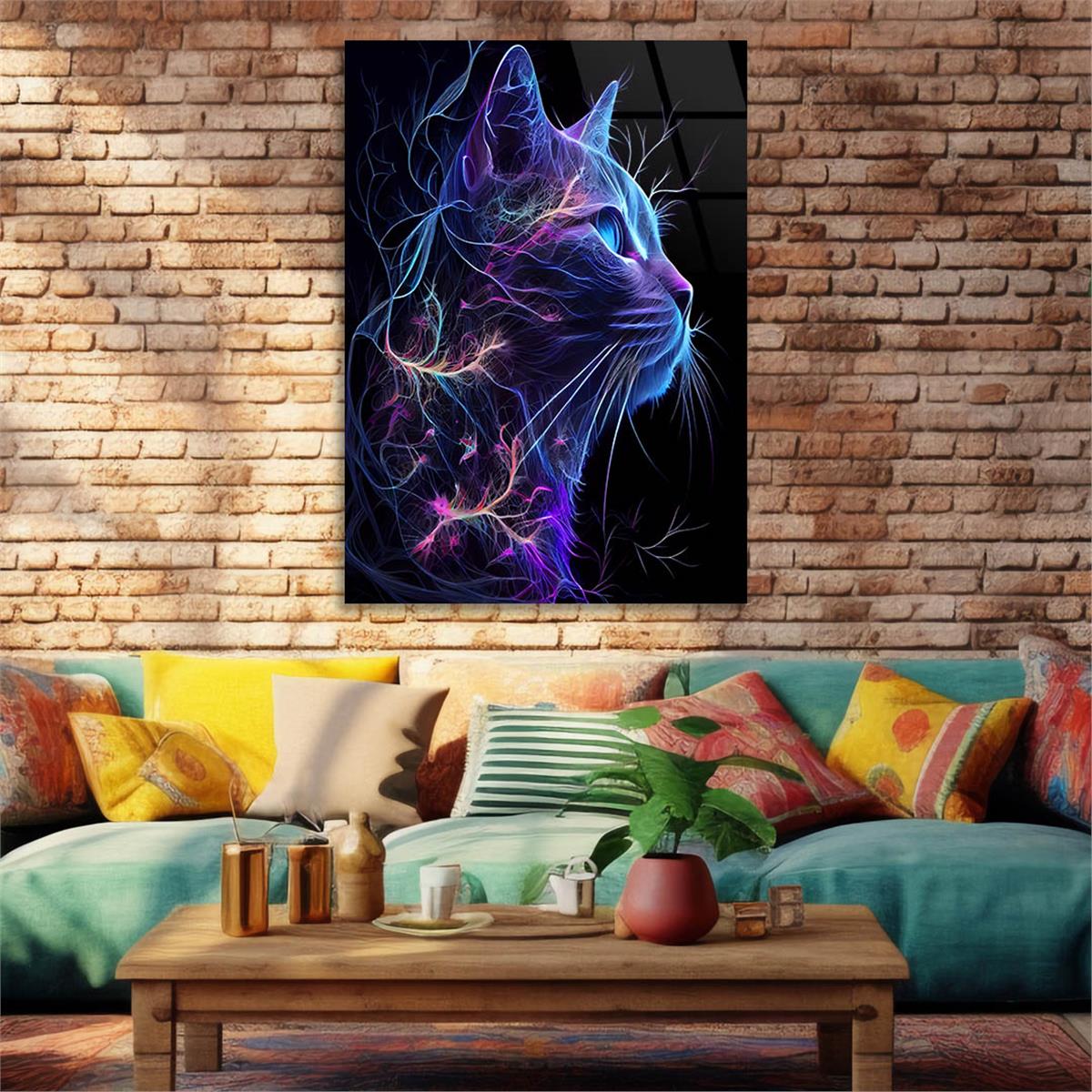 Dikey Sanat Temalı Cam Tablo 432