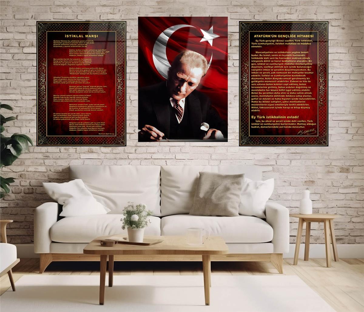  3'lü Set VatanTemalı Cam Tablo 19
