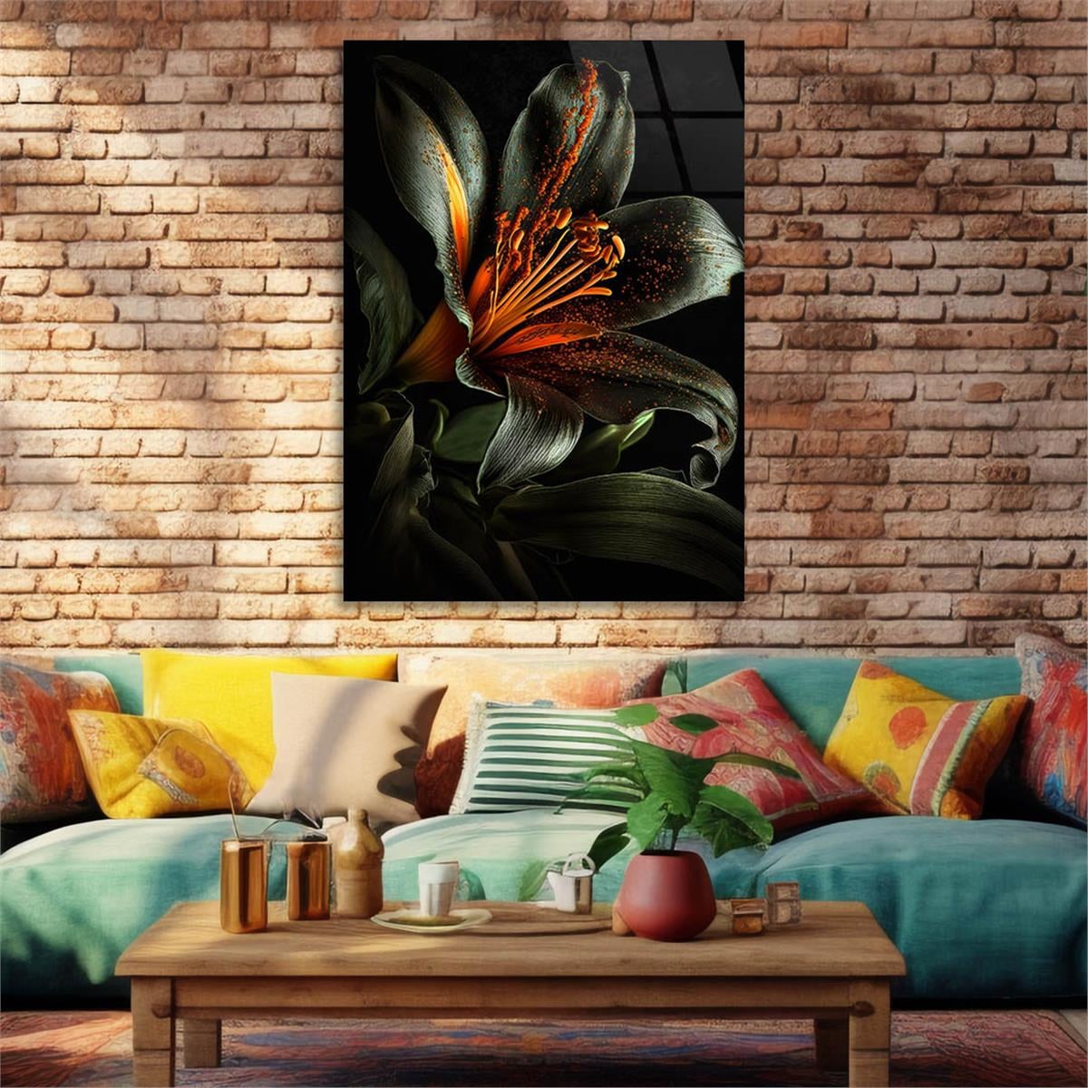 Dikey Sanat Temalı Cam Tablo 414