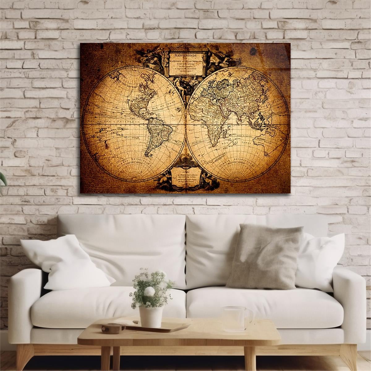 The World Map Of Piri Reis 1513 Tempered Glass Wall Art