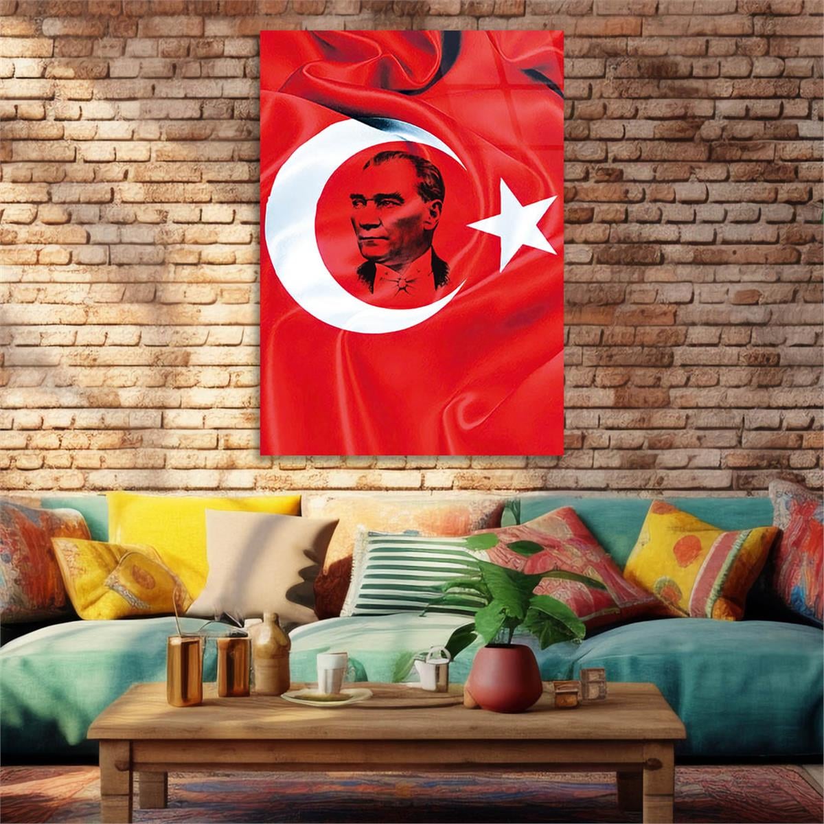 Turkish Flag and MUSATAFA KEMAL ATATÜRK Tempered Glass Wall Art
