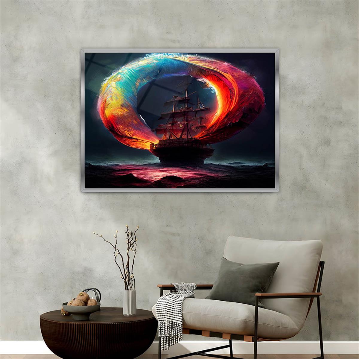 Aluminum-Framed Natured-Themed Tempered Glass Wall Art 018