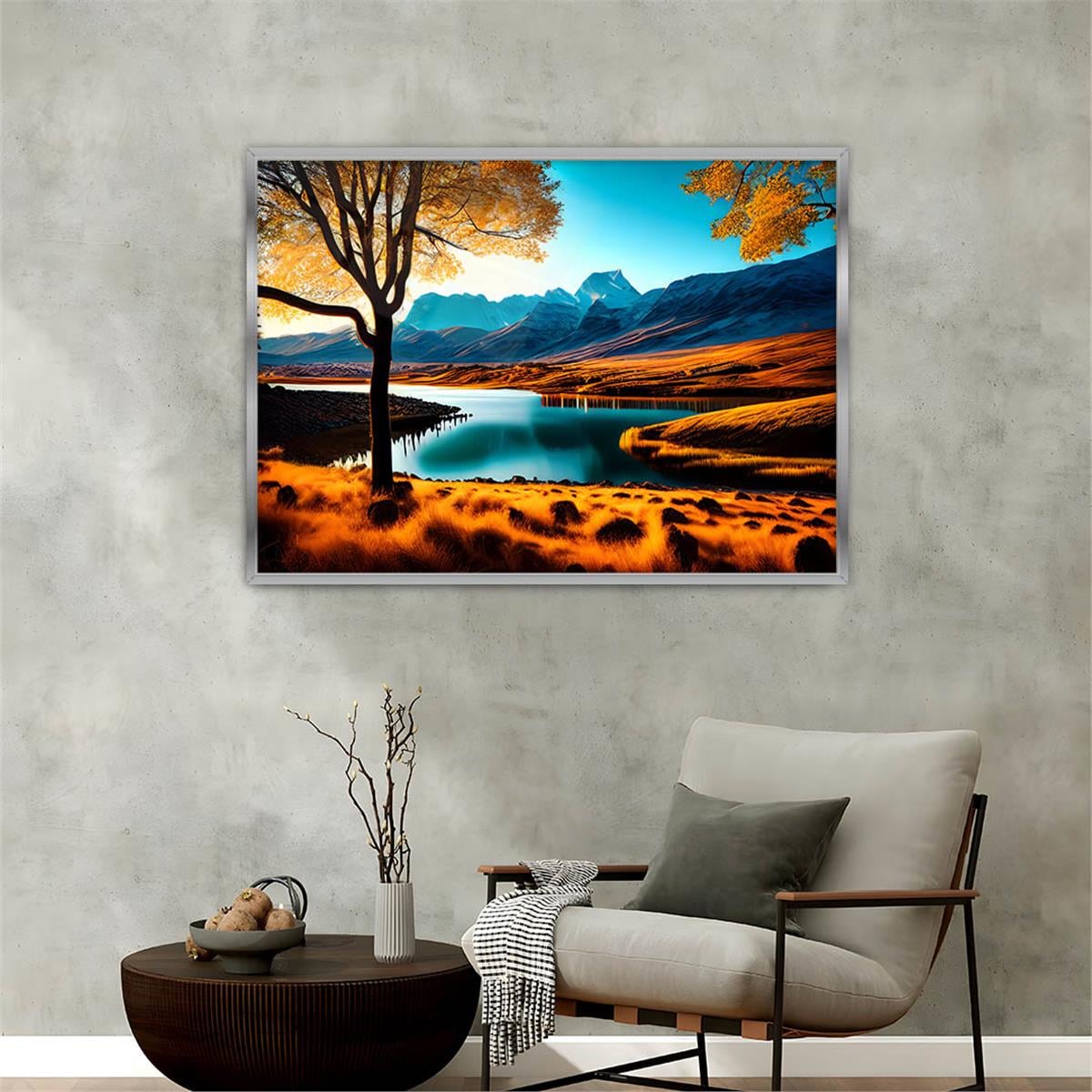 Aluminum-Framed Natured-Themed Tempered Glass Wall Art 021