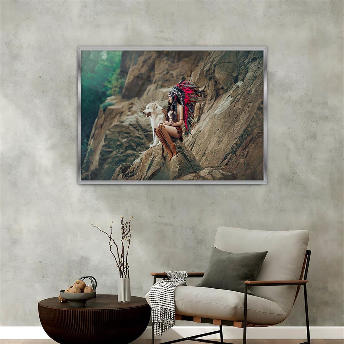 Aluminum-Framed Natured-Themed Tempered Glass Wall Art 096