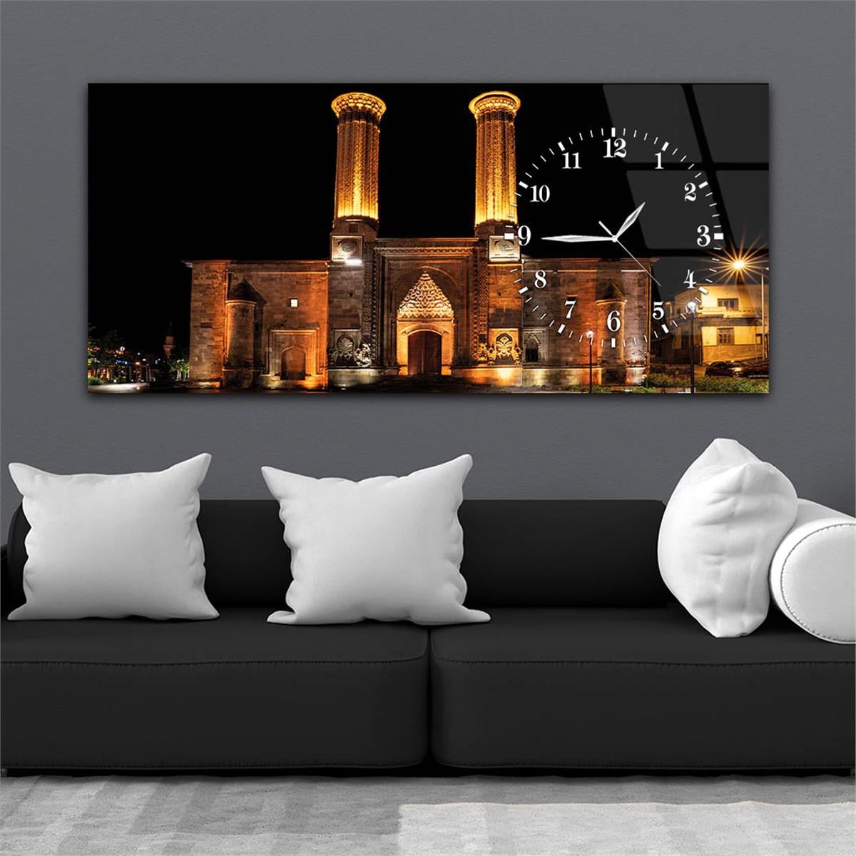 Side-Clock, Religious-Themed Horizontal Glass Wall Painting 063