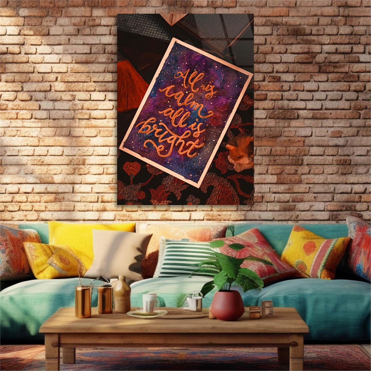 Dikey Sanat Temalı Cam Tablo 522