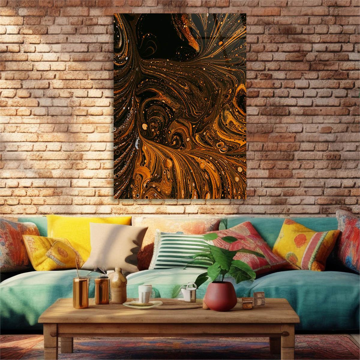 Dikey Sanat Temalı Cam Tablo 537