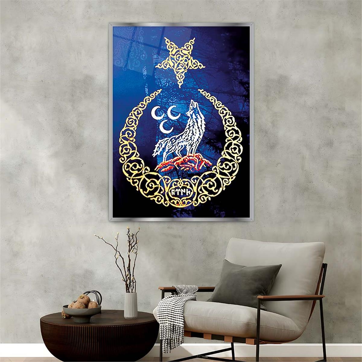 Aluminum-Framed National-Themed Tempered Glass Wall Art 081