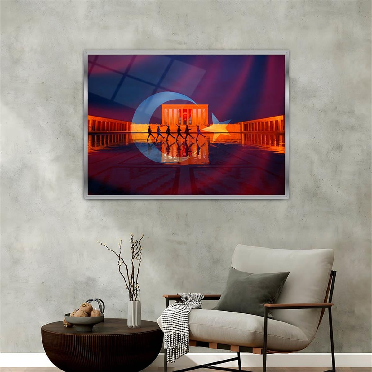 Aluminum-Framed National-Themed Tempered Glass Wall Art 078