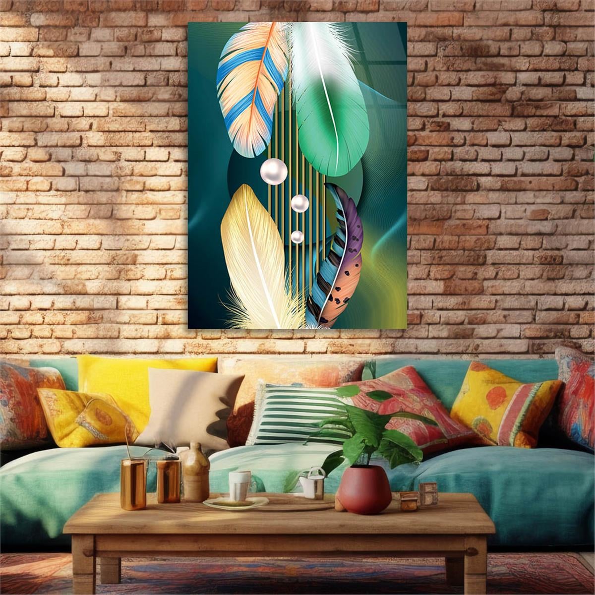 Vertical Tempered Glasss Wall Arts Art-Themed256