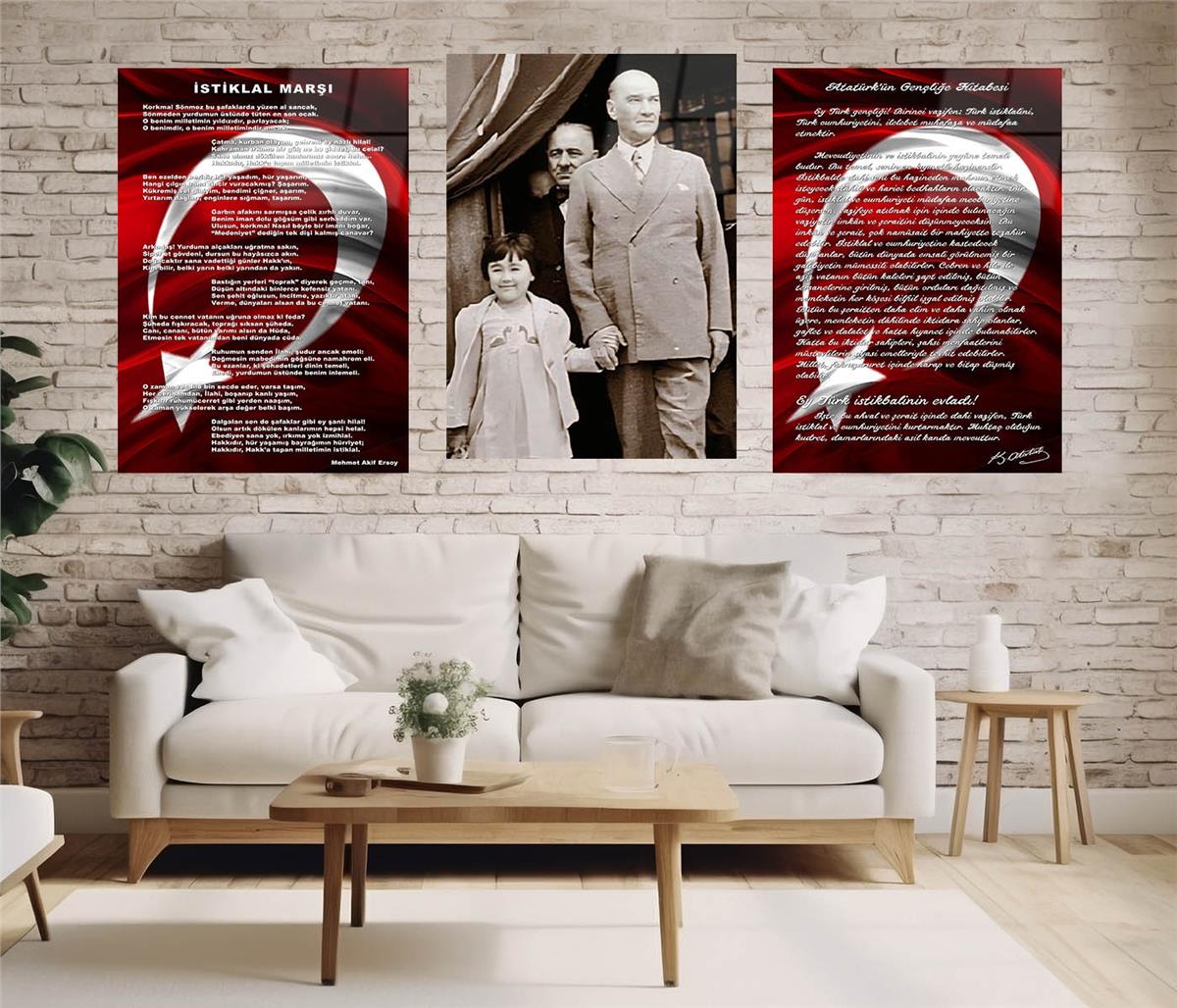  3'lü Set VatanTemalı Cam Tablo 30