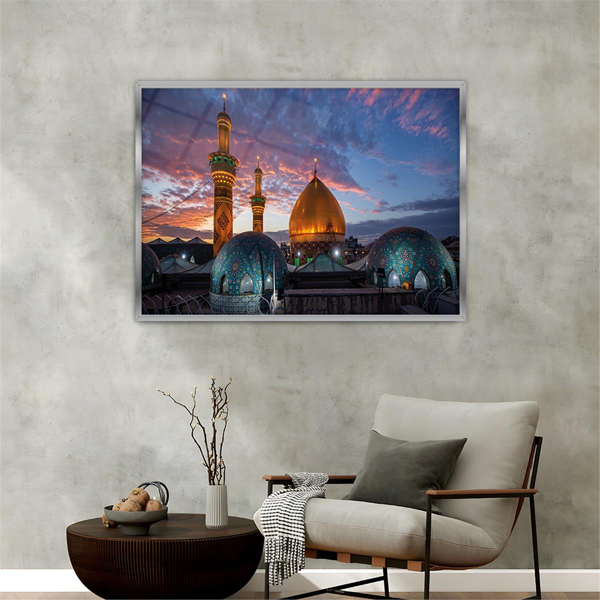 Tableau en verre à thème religieux avec cadre en aluminium  048