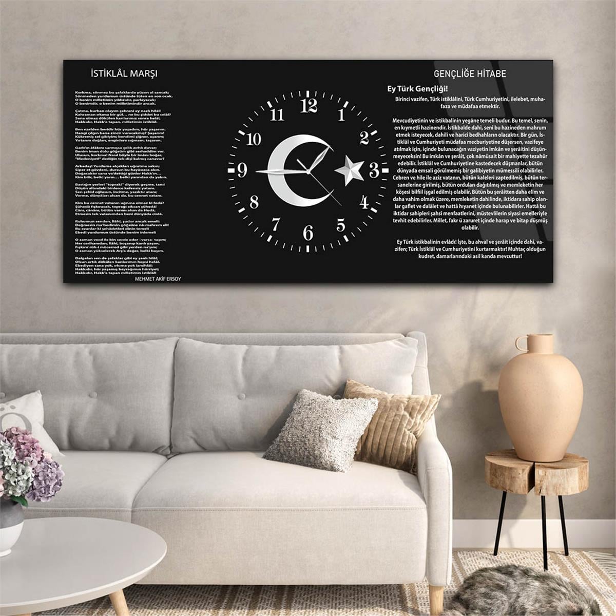 Middle-Clock, Homeland-Themed Horizontal Glass Wall Painting 004