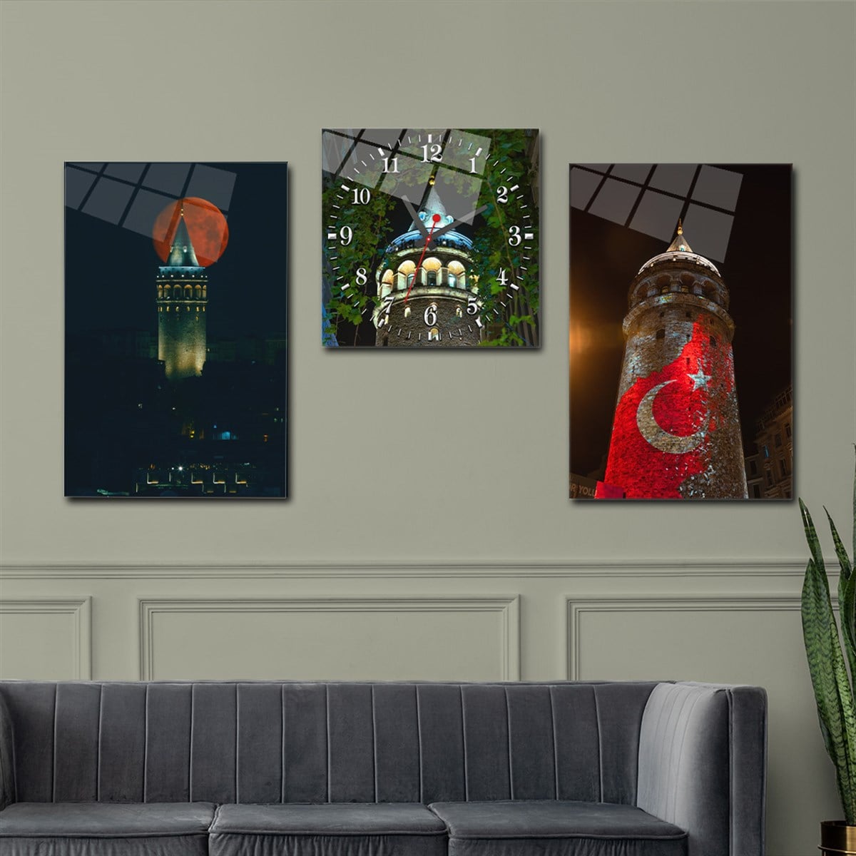 Galata Tower Glass Wall Art Set