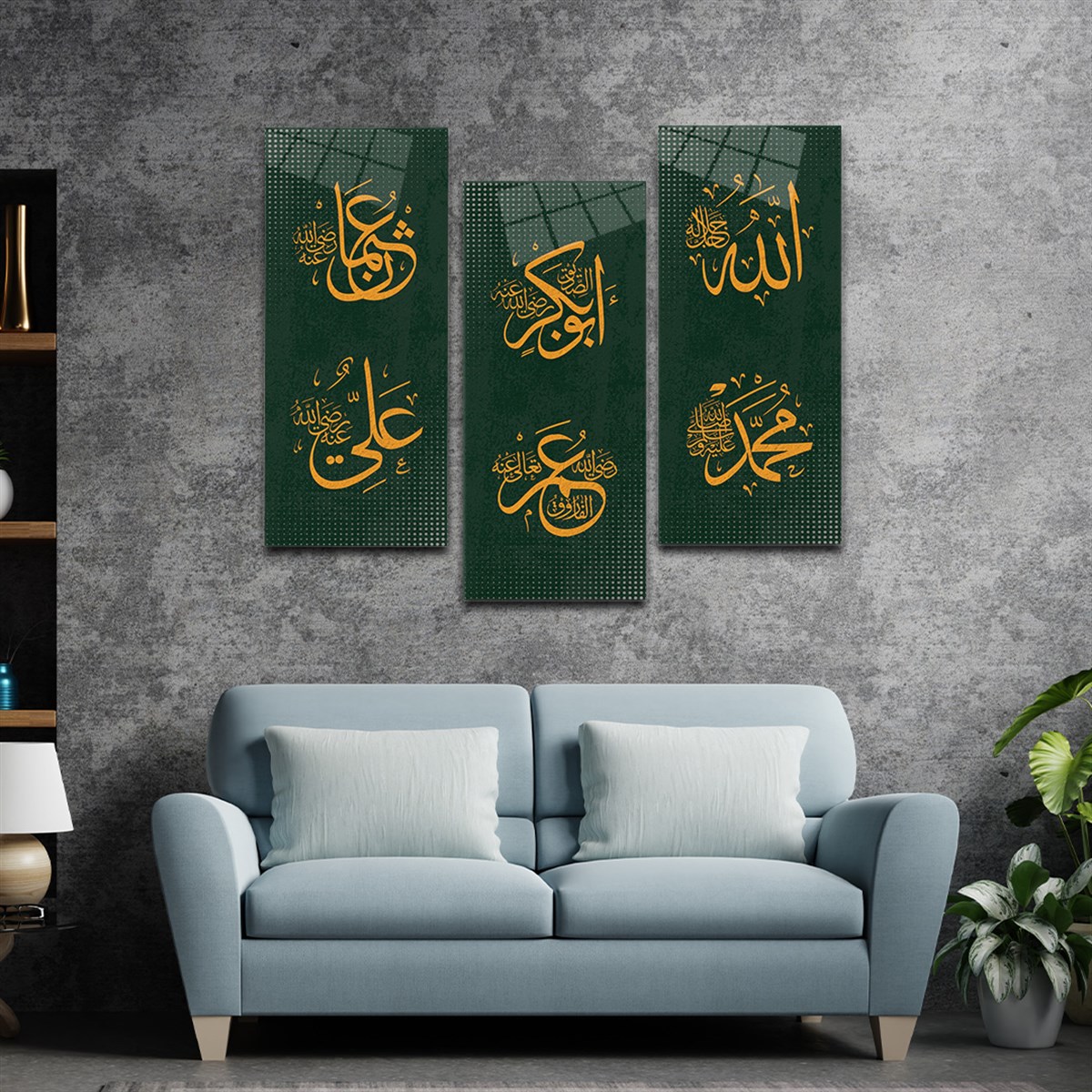 Panoramische glasschilderij aan de muur