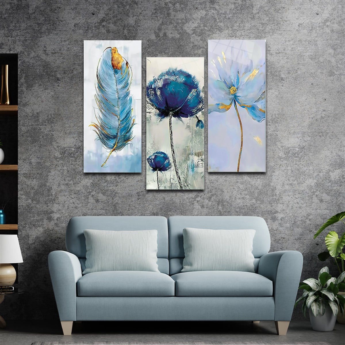 Panoramische glasschilderij aan de muur