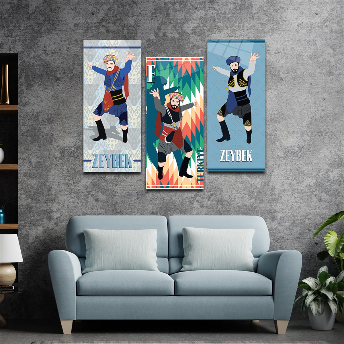 Panoramische glasschilderij aan de muur