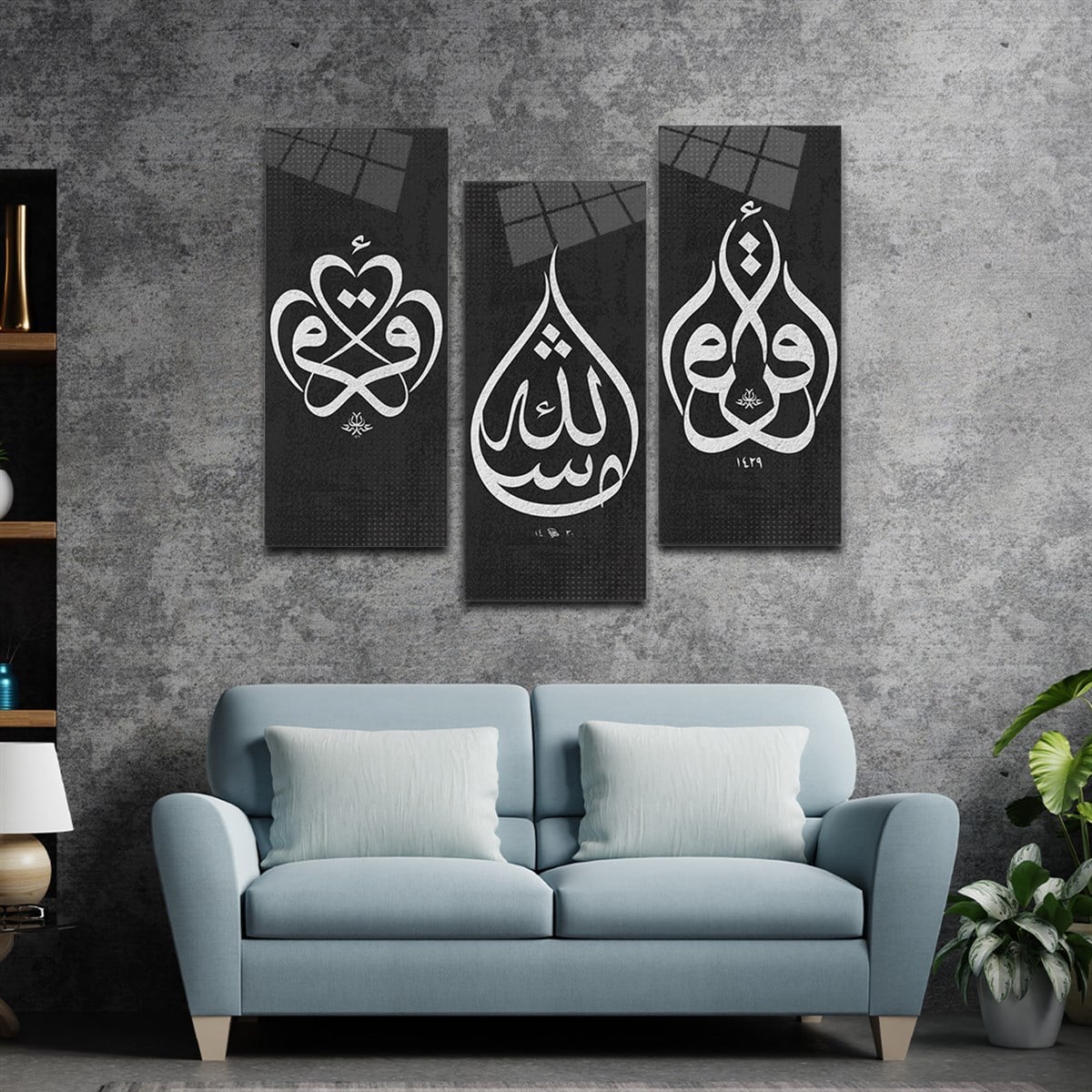 Panoramische glasschilderij aan de muur